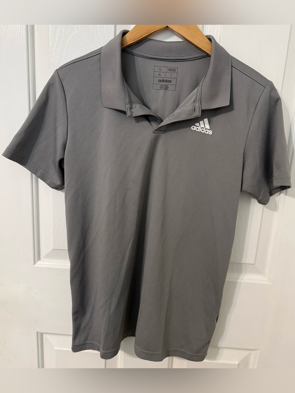 Adidas Men’s Large Gray Performance Polo Shirt Regular Fit